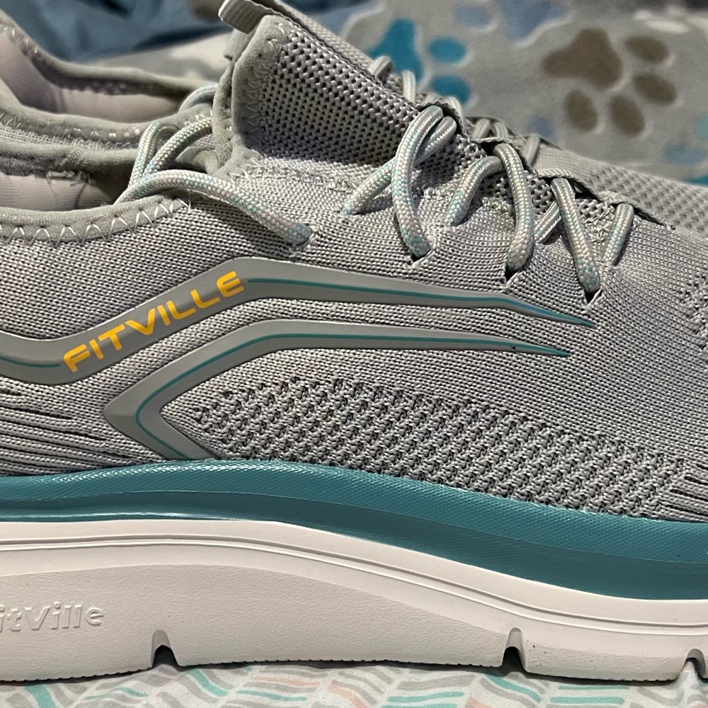 Fitville Men's Gray and Teal Athletic Shoes